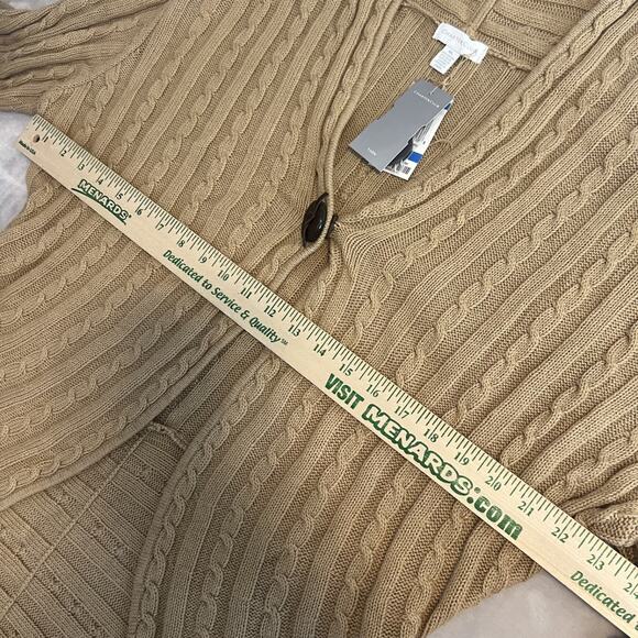 Charter Club Sweater Womens XL Tan Cable Knit Cardigan Old Money Preppy Classic - Picture 6 of 9